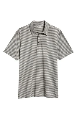 AG Bryce Stripe Cotton Polo Heather Grey/True Black at Nordstrom,