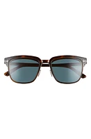 TOM FORD 54mm Blue Light Blocking Glasses & Clip-On Sunglasses in Dark Havana/Gunmetal/Teal at Nordstrom