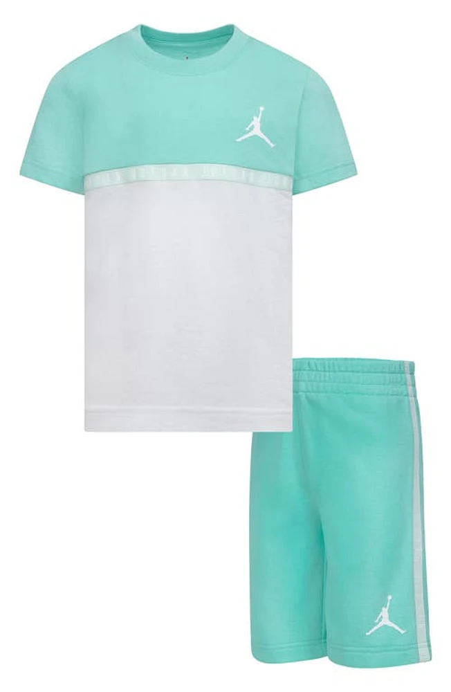 Jordan Kids' Jumpman Colorblock T-Shirt & Sweat Shorts Set Emerald Rise at Nordstrom