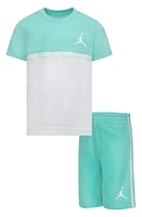 Jordan Kids' Jumpman Colorblock T-Shirt & Sweat Shorts Set Emerald Rise at Nordstrom