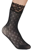 Stems Daisy Fishnet Quarter Socks in Black at Nordstrom