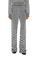 burberry Warped Check Wool Blend Wide Leg Pants Monochrome Black White at Nordstrom,