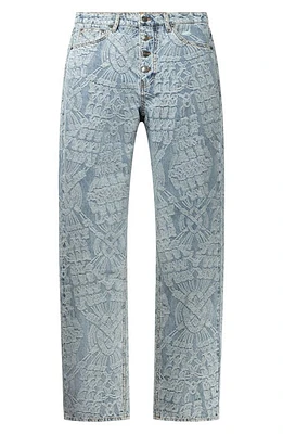 DAILY PAPER Settle Macramé Jacquard Straight Leg Jeans in Light Blue at Nordstrom, Size Small