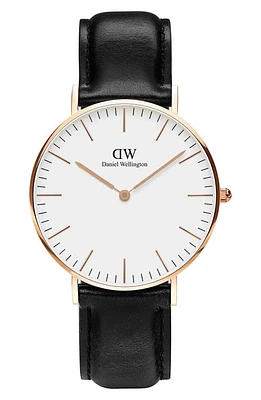 Daniel Wellington Classic Sheffield Leather Strap Watch