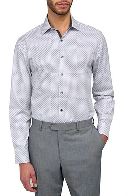 W. R.K Slim Fit Geometric Print Recycled Performance Stretch Dress Shirt White/grey at Nordstrom,