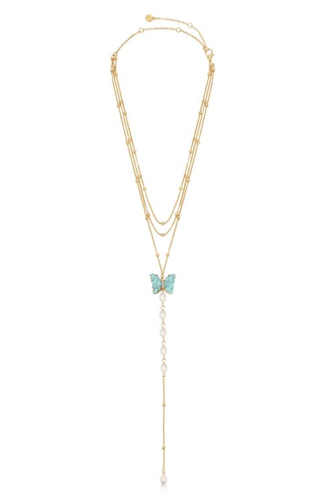 Ettika Multistrand Turquoise & Freshwater Pearl Y-Necklace at Nordstrom