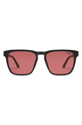 Quay Australia Unplugged 45mm Polarized Square Sunglasses in Black /Ruby Polarized at Nordstrom