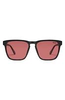 Quay Australia Unplugged 45mm Polarized Square Sunglasses in Black /Ruby Polarized at Nordstrom