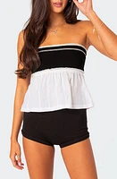 EDIKTED Rena Rib Peplum Tube Top -And-White at Nordstrom