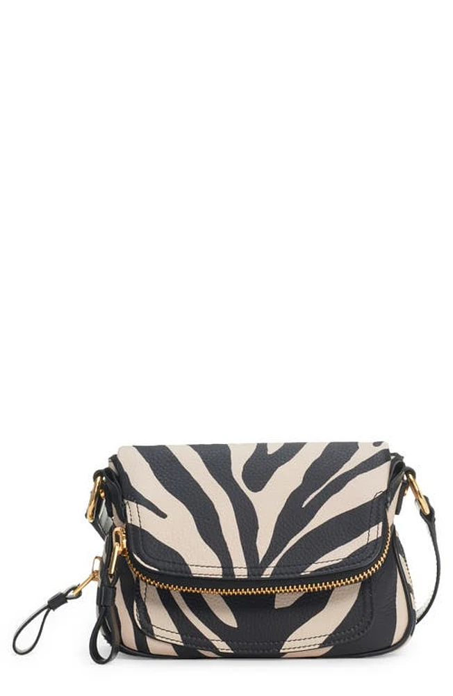 TOM FORD Mini Jennifer Zebra Stripe Leather Crossbody Bag in Black/Beige at Nordstrom