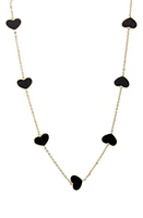 SHYMI Enamel Heart Station Necklace in Gold/Black at Nordstrom