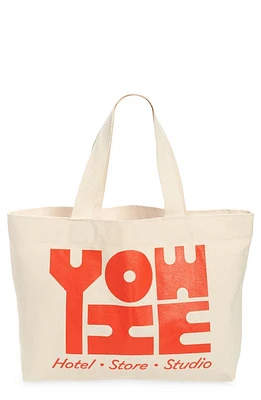 YOWIE Big Logo Graphic Canvas Shopper in Khaki at Nordstrom