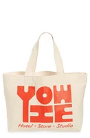 YOWIE Big Logo Graphic Canvas Shopper in Khaki at Nordstrom