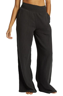 Billabong New Waves Wide Leg Cotton Gauze Pants Black Sands at Nordstrom,