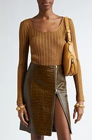 TOM FORD Scoop Neck Metallic Rib Top at Nordstrom,