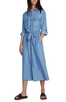 Wash Lab Denim Soft Belted Midi Shirtdress Perch Blue at Nordstrom,