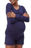 Stowaway Collection Long Sleeve Maternity Lounge T-Shirt in Navy at Nordstrom