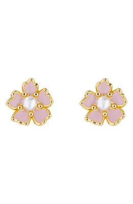 Ted Baker London Peti Imitation Pearl Flower Stud Earrings in Gold Tone/Light Pink/Pearl at Nordstrom