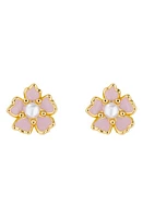 Ted Baker London Peti Imitation Pearl Flower Stud Earrings in Gold Tone/Light Pink/Pearl at Nordstrom