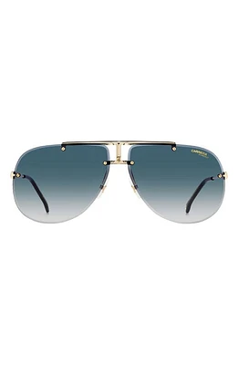 Carrera Eyewear 65mm Oversize Rimless Aviator Sunglasses in Gold Black /Blue Shaded at Nordstrom