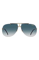 Carrera Eyewear 65mm Oversize Rimless Aviator Sunglasses in Gold Black /Blue Shaded at Nordstrom