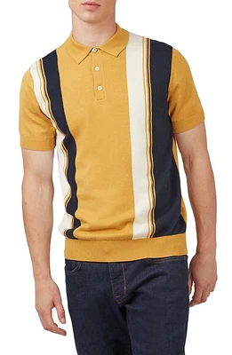 Ben Sherman Vertical Stripe Polo Sweater in Sunflower at Nordstrom, Size Medium