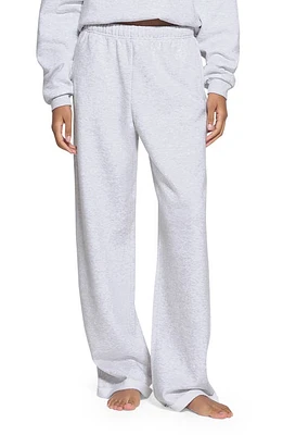 SKIMS Cotton Blend Fleece Classic Straight Leg Pants in Light Heather Gray at Nordstrom, Size 3X