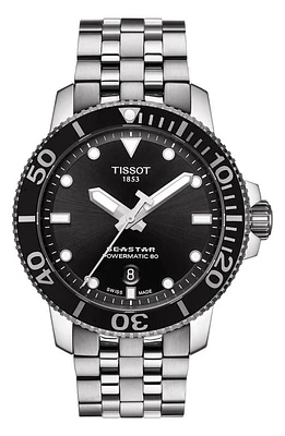 Tissot Seastar 1000 Powermatic 80 Bracelet Watch, 43mm in Silver/Black/Silver at Nordstrom