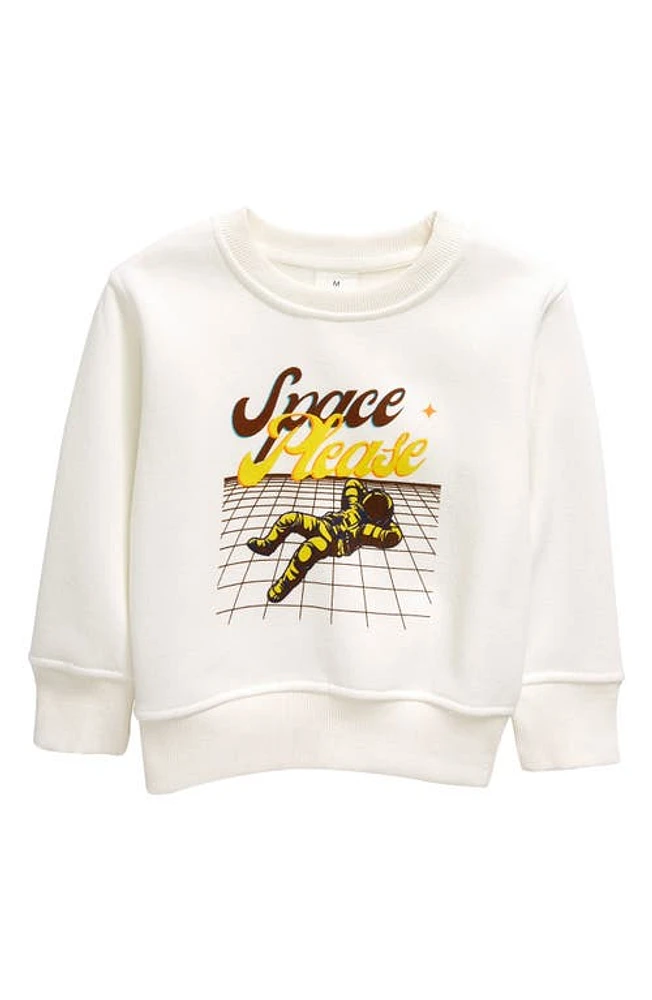 King + Lola Kids' Space Please Crewneck Sweatshirt White at