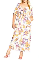 City Chic Villa Floral Tie Maxi Dress Malibu Sunsets at