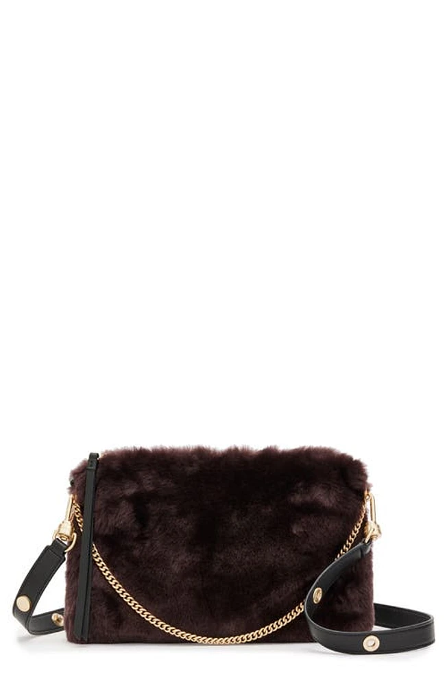 AllSaints Eve Genuine Shearling Crossbody Bag in Cordovan Red at Nordstrom