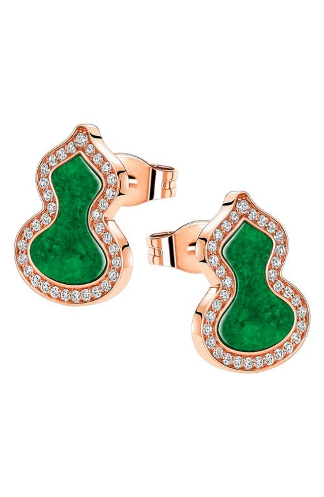 Qeelin Petite Wulu Jade & Diamond Stud Earrings in Rose Gold/Jade at Nordstrom