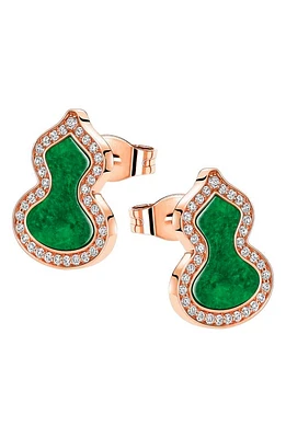 Qeelin Petite Wulu Jade & Diamond Stud Earrings in Rose Gold/Jade at Nordstrom