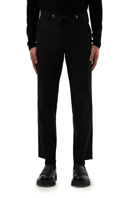 AlphaTauri Tapered Drawstring Waist Wool Blend Pants Black at Nordstrom,