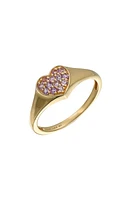 Bony Levy 14K Gold Pavé Pink Amethyst Heart Signet Ring Yellow at Nordstrom,