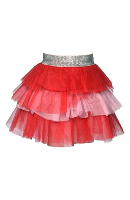 Truly Me Tiered Colorblock Tulle Skirt Red Multi at Nordstrom,