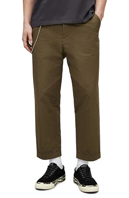 AllSaints Belo Straight Leg Ankle Trousers Khaki Green at Nordstrom,