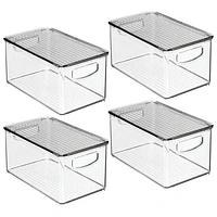 mDesign Plastic Office Storage Bin Box with Lid and Handles, 4 Pack in Clear/smoke Gray at Nordstrom