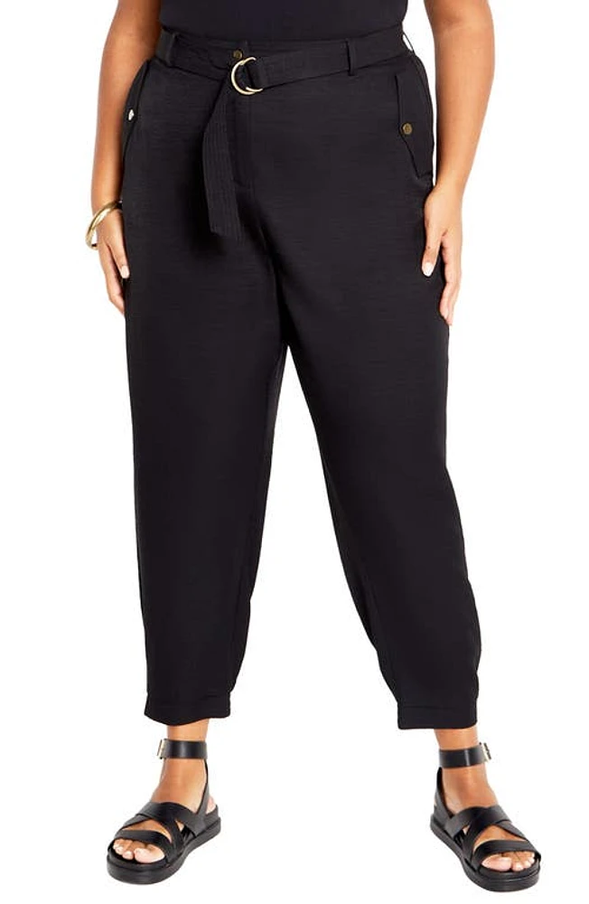 City Chic Dakota High Waist Taper Pants Black at