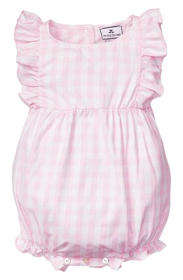 Petite Plume Gingham Ruffle Romper Pink at Nordstrom,