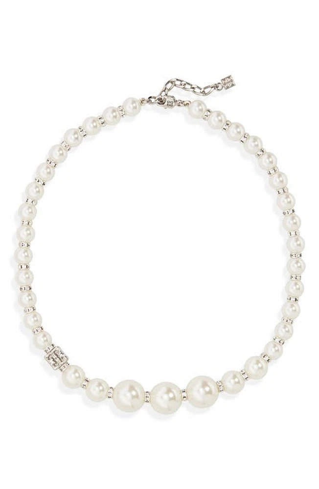 Givenchy Imitation Pearl & Crystal Necklace in Off White/Silver at Nordstrom