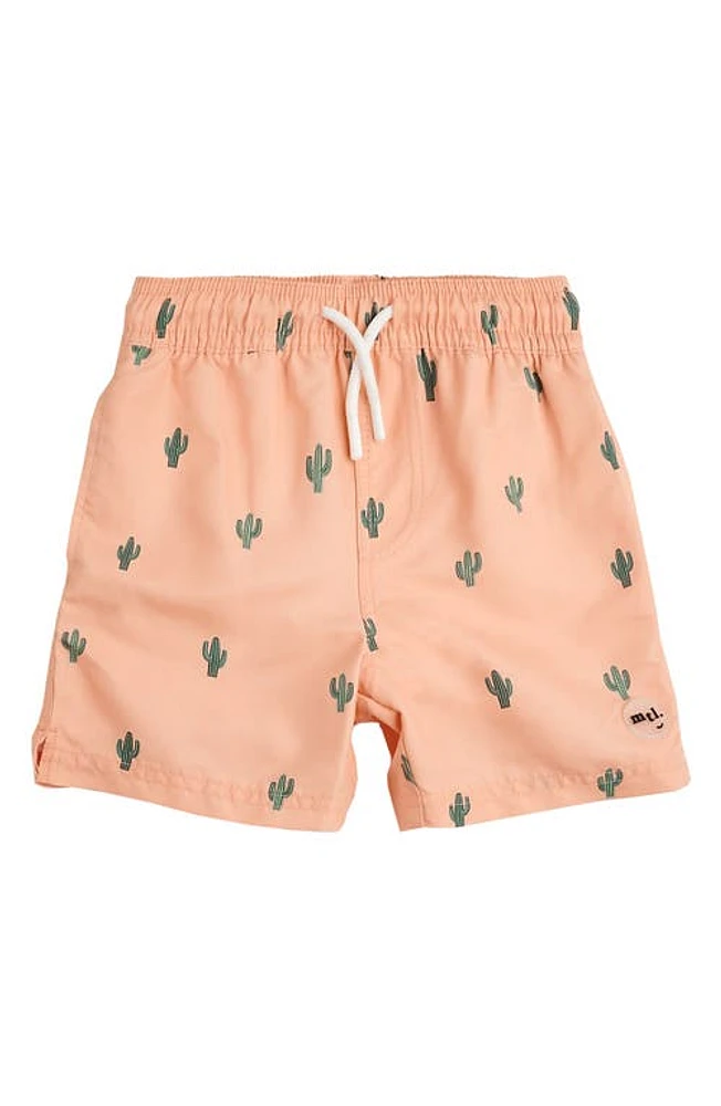 MILES BABY Kids' Cactus on Apricot Swim Trunks Orange at Nordstrom,