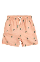 MILES BABY Kids' Cactus on Apricot Swim Trunks Orange at Nordstrom,