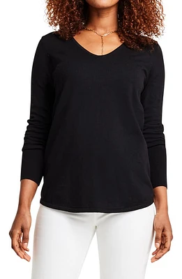 NIC+ZOE Vital V-Neck Sweater Black Onyx at Nordstrom, P