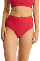 Sea Level Honeycomb High Waist Bikini Bottoms Red at Nordstrom, Us