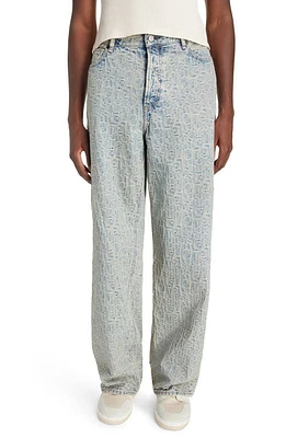 Acne Studios Monogram Jacquard Stonewashed Jeans Blue/Beige at Nordstrom, Us