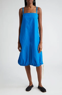 Proenza Schouler Emelia Square Neck Bubble Hem Cotton Blend Dress Blue at Nordstrom,