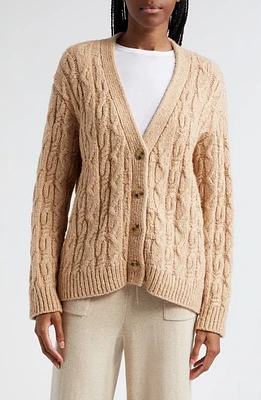 ATM Anthony Thomas Melillo Cable Knit Wool & Cotton Blend V-Neck Cardigan Clay at Nordstrom,