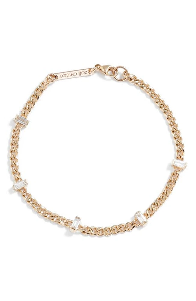 Zoë Chicco Baguette Diamond Chain Bracelet in 14K Yg at Nordstrom, Size 7