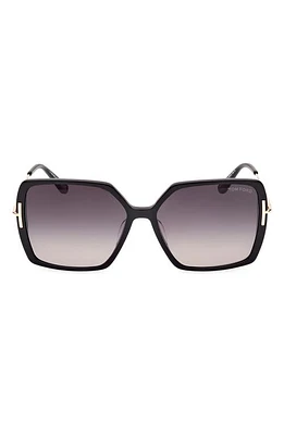 TOM FORD Joanna 59mm Gradient Butterfly Sunglasses in Shiny Black Rose Gold /Smoke at Nordstrom